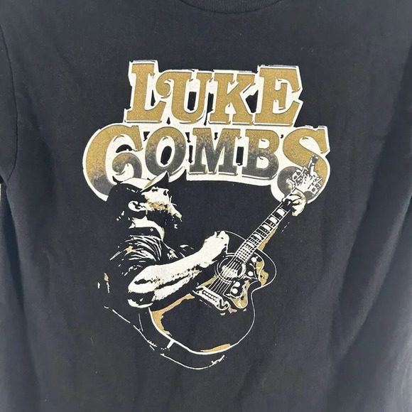 Luke Combs Shirt Unisex Small Black Graphic Print Short Sleeve Crew Neck Cotton - Picture 4 of 7